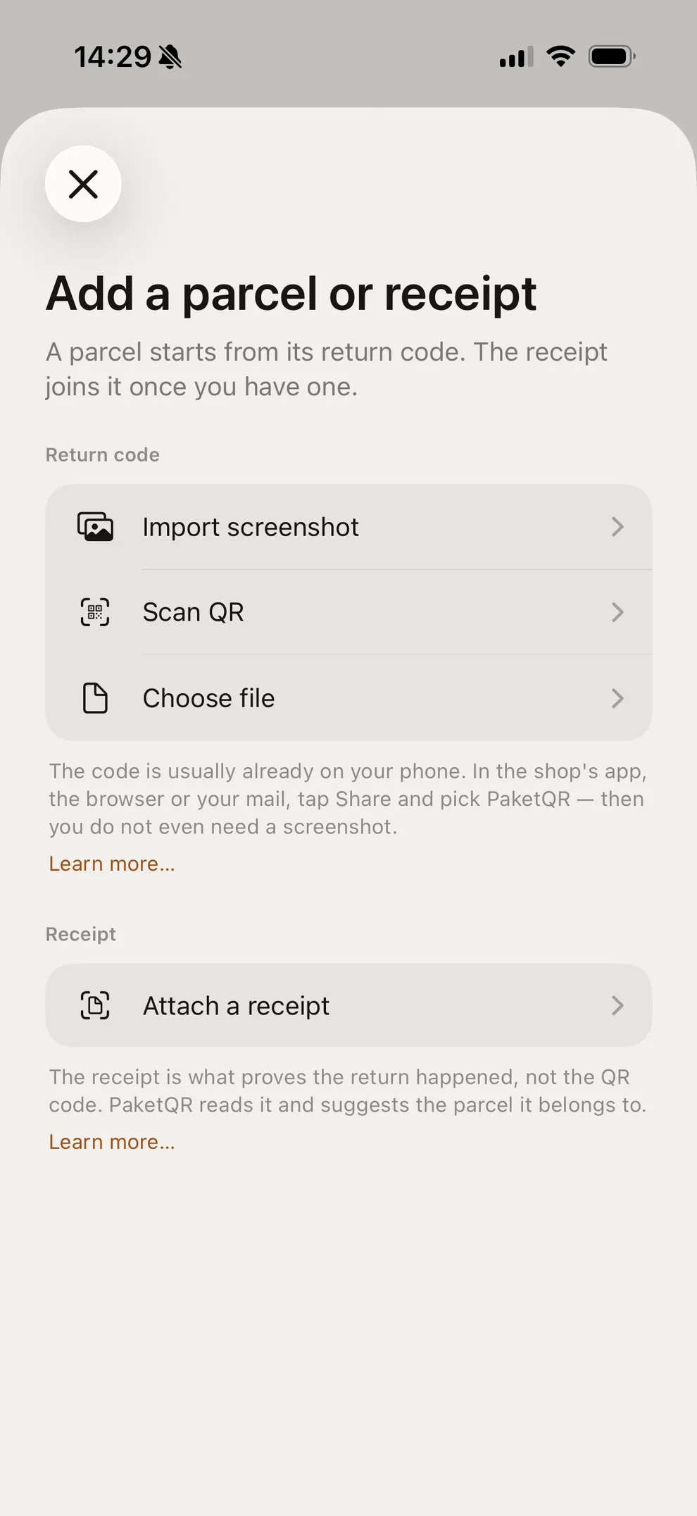 PaketQR — Four ways in, and nothing to type.
