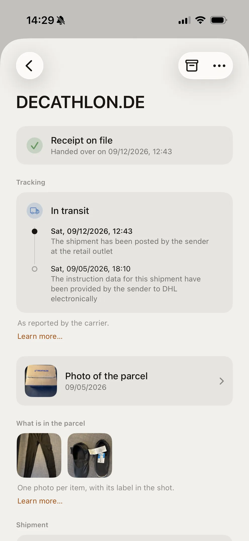 PaketQR — What proves the parcel was handed over is the receipt, not the QR code.